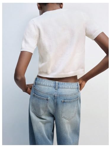 Verdusa Women's Button Up Lightweight Cardigans Sweaters Summer Crop Knit Tops2