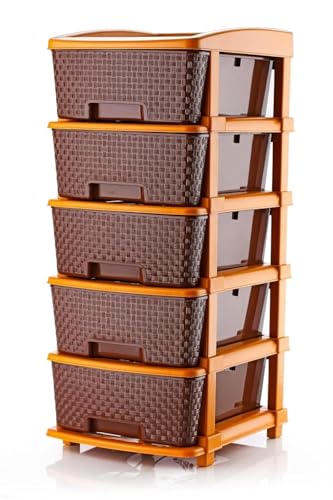 Image of 5 XL Plastic Modular Drawer System for Home, Office, Hospital, Parlor, School, Doctors, Home and Kids, Product Dimension When Asembeled (30Cmx39Cmx77Cm) (Chocolate Brown, 5XL)