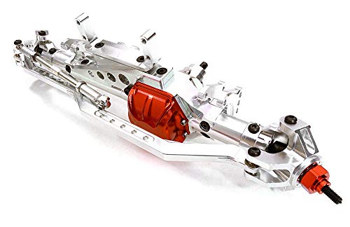 Integy RC Model Hop-ups OBM-1223SILVER Billet Machined Complete Front Axle Assembly for Axial 1/10 RR10 Bomber 4WD