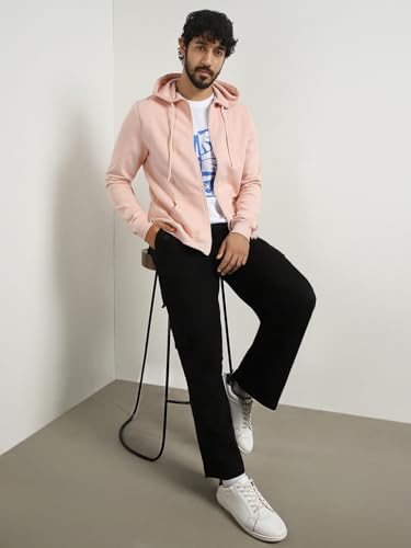 Image of Nobero Classic Zipper Hoodie for Men | Zip Up Hoodies for Men | Regular Fit | Full Zip Closure | Drawstring Hood | Zipped Hooded Sweatshirt | Cotton Rich Zipper Fleece Hoodie