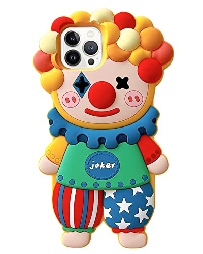 JIATAY Ugly Phone Cases for iPhone 15 Case, 3D Clown Cute Kawaii Soft Silicone Bumper Protective Cartoon Funny Phone Case Compatible with iPhone 15 (Clown)