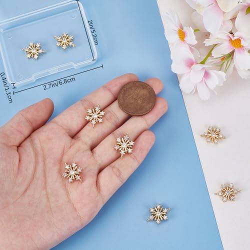 Beebeecraft Snowflake Charms Real 18K Gold Plated Brass Cubic Zirconia Christmas Snow Connector for DIY Bracelet Jewelry Making - Image 3