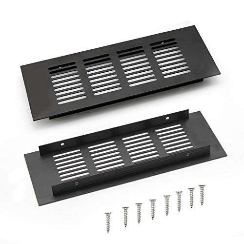 WJUAN 2 Piezas Rejilla de Ventilación, Rejilla de Ventilación Rectangular de 200 mm Para Ventilación de Armarios y Dormitorios (Negra)