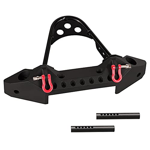 WEISHUJI RC Front Bumper, RC Car Metal Front Bumper, Metal Front Bumper with LED Light for 1:10 RC Crawler Car Traxxas TRX-4 Defender Axial SCX10 Jeep & SCX10 II 900 (Black)