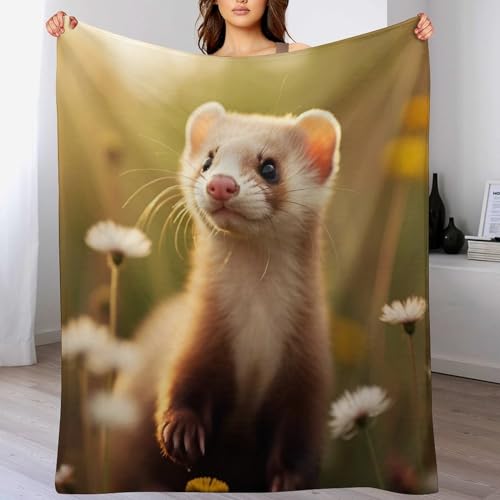 Couverture en flannel super doux imprimé vison 140x180cm