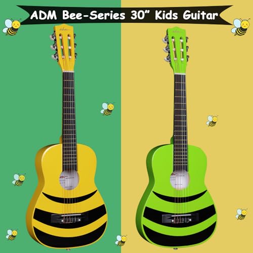 ADM Guitare de concert junior 1/4 pour débutant avec accordeur à clip, étui, sangle, cordes et médiators supplémentaires, abeille jaune - Les Beatles, Paul McCartney, John Lennon, RIngo Starr, George Harrison ADM Guitare de concert junior 1/4 pour débutant avec accordeur à clip, étui, sangle, cordes et médiators supplémentaires, abeille jaune – Image 7