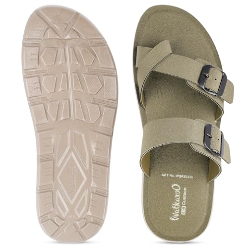 Image of WALKAROO Men's Fashion Sandal with Cushion Sole, Toe Seperator, Dual Buckle Straps - WGR53230