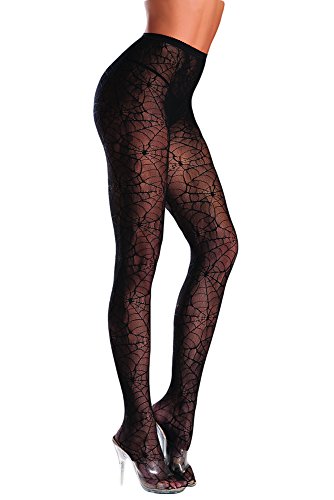 Be Wicked Women's Queen Size Spiderweb Pantyhose