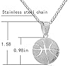 HMOOY Fashion Men Basketball Pendant Necklace Stainless Steel Chain Sport Men Basketball Lovers Fans Pendant Necklace Fitness Hip Hop Jewelry (Silver) #5