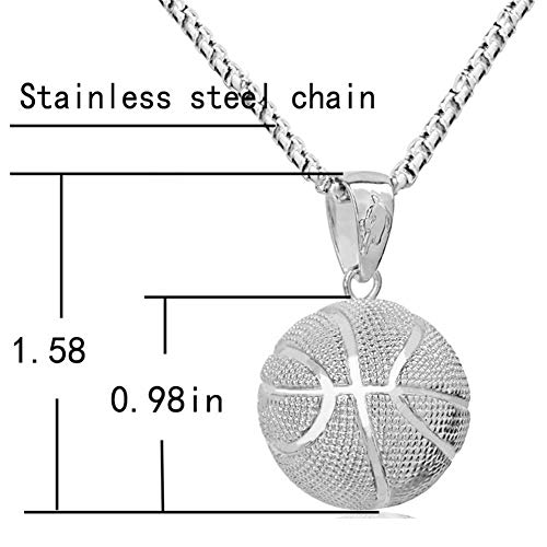 AILUOR Fashion Large Basketball Pendant Necklace Stainless Steel Chain Hip Hop Sports Necklace Fitness Jewelry3