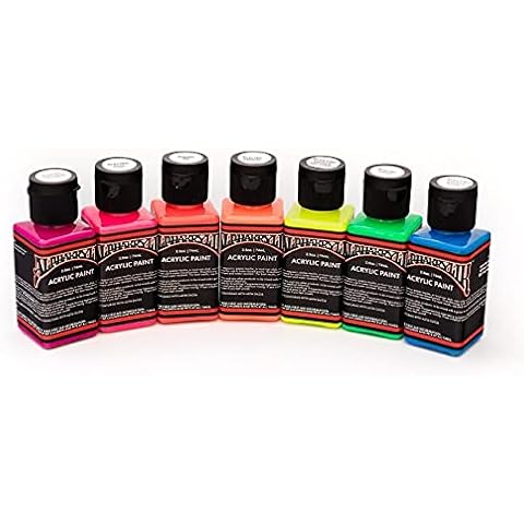 Alpha 6 Alphakrylik Electroshock Acrylic Paint Pack, 7 Colors, Multiple Sizes, Finest High Pigment Water-Based Paint (2.5 oz) Cover