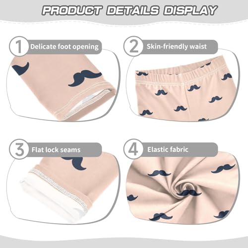 Moustache Girls Leggings,Workout Leggings for Girls Toddler Athletic Leggings Size for 3-10T3