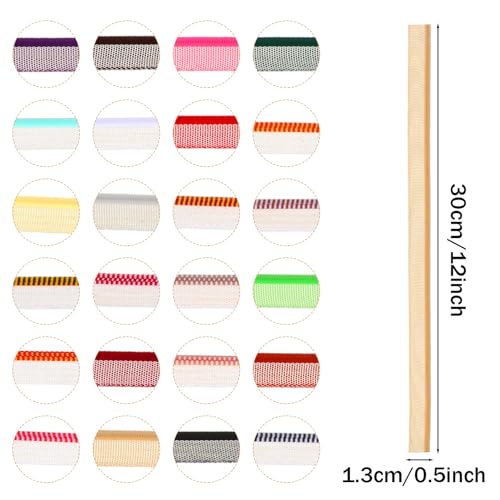 Exircy 24 Stück Buchbinder Stirnbänder,30 X 1.4cm Buchbinden Buchbinderleinen Buch Binden Buchbinder Set 26 Farben Baumwoll Buch Stirnband Buchbinde für Buchbindeanfänger Buchreparatur Buchdekoration