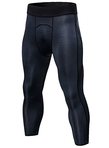 Icegrey Mens Compression Pants 3/4 Summer Sport Leggings Gym Wear Black L