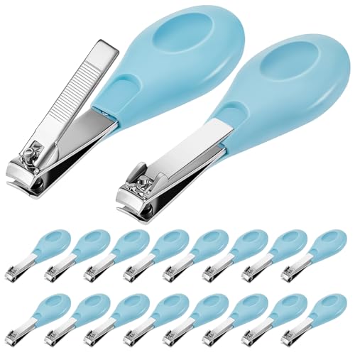 Leriton 20 Pcs Baby Nail Clippers Bulk Blue Fold Up Stainless Steel Finger Trimmer Cutter for Newborn Infant, Home Travel Nursery(Blue) by Leriton - Used condition - US$10.15