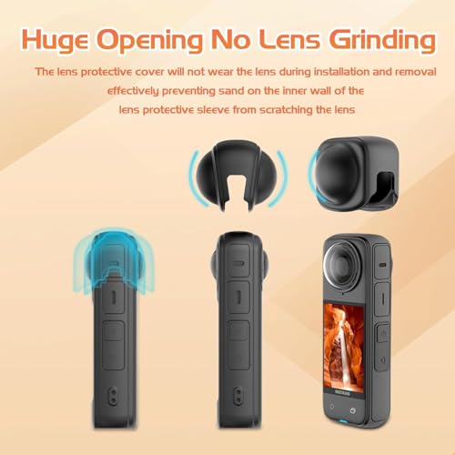 Image of Action Pro Silicone Lens Cover, Anti-Scratch Silicone Lens Cap Compatible with Insta360 X4 (Black)