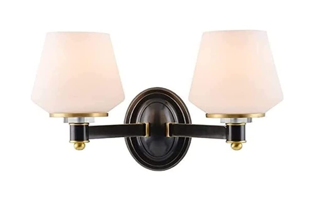 YNIYUJKL Wall Lamp, Wall Lamp Frosted Crystal Lamp,Retro Bedroom Bedside Wall Sconces Whole Copper Living Room Wall Light Aisle Corridor Wall Lamp E27 Lamp Head Wall Light,Double Head