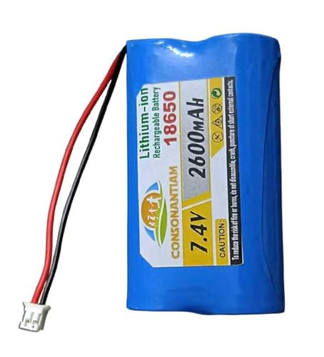 Image of 7.4 Volt Battery Pack 2600 mAH Full Capacity 18650 Lithium Ion Rechargeable Battery Pack with JST 2 Pin Jack Robotics Industrial Inbuilt 2S-3-A BMS Security. (Without BMS Card)