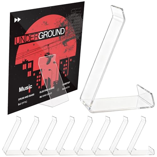 Legrape 8 Pack Vinyl Record Stand, Acrylic Record Display Stand, Tabletop Now Playing Vinyl Record Holder, Clear