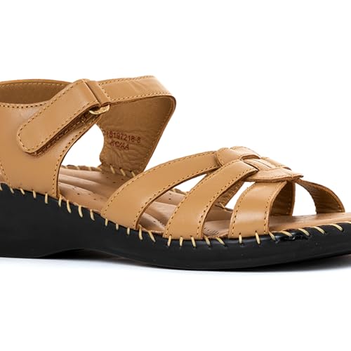 Image of Khadim's Softouch Leather Wedge Heel Sandal for Women