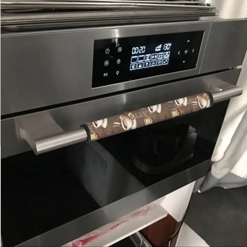 Image of 6 PCS Refrigerator Door Handle Covers Washable Keep Kitchen Appliances Clean from Food Stain, Smudges Fingertips Fridge Oven Home Decorations, Coffee Bean Print Brown