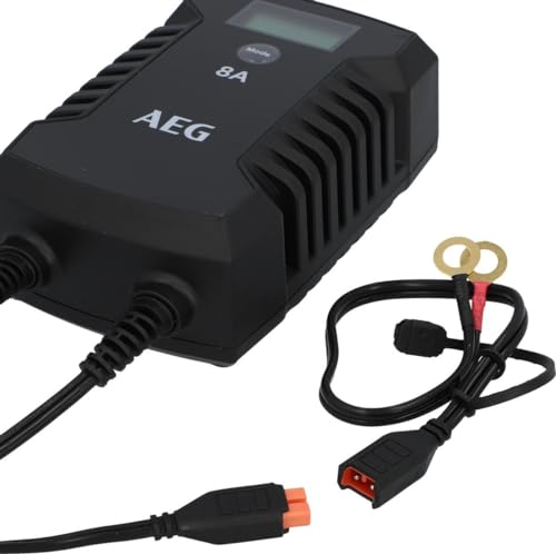 AEG Mikroprozessor Batterieladegerät LD 8.0, für 12/24V Batterien, 8A, 9-HF Ladestufen, Autostart, Komfortanschluss, automatische Diagnose- und Ladefunktion, Schwarz