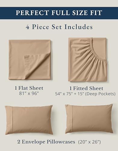 LANE LINEN 100% Organic Cotton Sheets Set Pure Long- Staple Percale Weave - Bedding for Bed Fits Mattress Upto 15" Deep Pocket (Queen Taupe) - Thumbnail 5