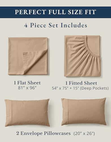 Image of LANE LINEN 100% Organic Cotton Sheets Set, Pure Organic Cotton Long- Staple Percale Weave Ultra Soft Best- Bedding Sheets for Bed, GOTS Certified, Fits Mattress Upto 15in. Deep Pocket (Full, Taupe)