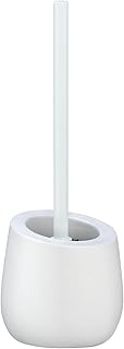 WENKO WC-Garnitur Mod. Badi, Badaccessoire aus hochwertiger Keramik mit Matter Oberfläche, inkl. WC-Bürste mit Ø 7,5 cm Silikon-Bürstenkopf in Schwarz mit Antihaft-Wirkung, Ø 13,5 x 38 cm, Weiß