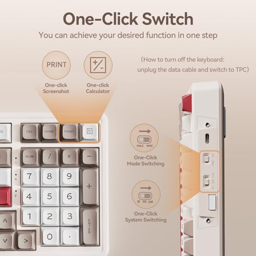 Image of AUSDOM H98 Wireless Bluetooth Mechanical Keyboard, BT5.3 /Type-C /2.4G Tri-Mode Hot Swappable Custom Gaming Keyboards, Gasket, RGB, Numpad, Computer Keyboard for Mac /Win /Office, 98 Keys(Clicky Sound)