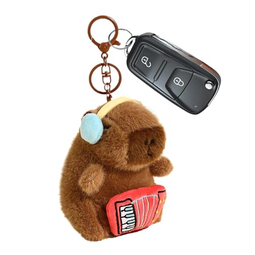 Capybara - Colgante para bolso, llavero para bolso, llavero de animales de peluche de dibujos animados suave para niños, niñas, niños, mujeres y adultos, Acordeón, Refer to description