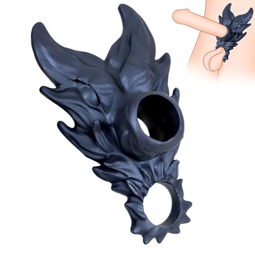 SXOVO Monster Penisring Fantasy Werwolf Cockring mit Hodenring Silikon Penishülle für Verbesserte Erektion Verzögerte Ejakulation Einzigartige Sexspielzeug für Männer Paare Cosplay (Dunkelblau)