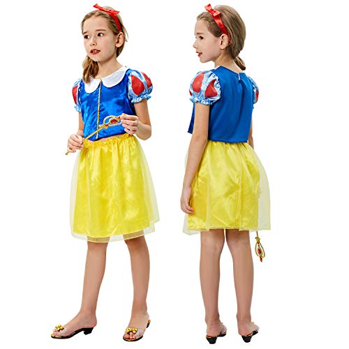17 Pcs Girls Princess Dress Up Trunk Role Play Cosplay Set with Princess Shoes Crown Accessories Princess Costume for Kids Age 3-6 Years Blue