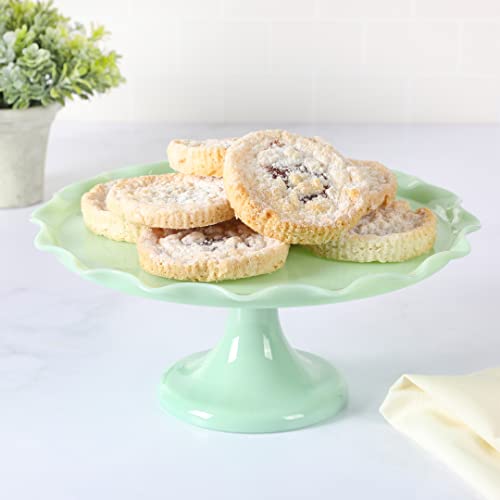 Martha Stewart Highbrook 11" Jadeite Glass Cake Stand – Handmade Vintage-Style Dessert Stand with Ruffle Trim, Decorative Pedestal Cake Plate for Display & Serving - Image 4