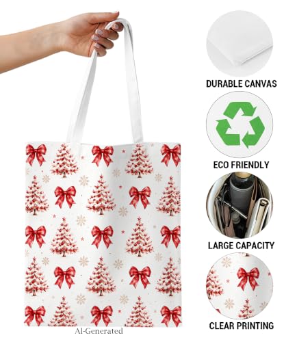 Image of Cute Cat Canvas Tote Bag for Women, Aesthetic Reusable Shoulder Bag for Shopping Travel Work