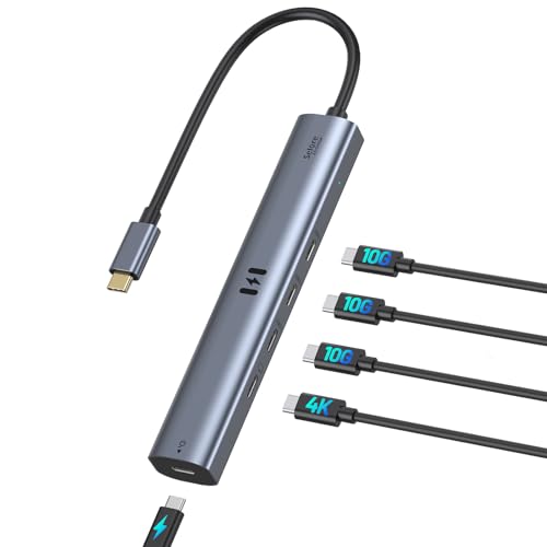 10Gbps USB C Hub with 4K@60Hz Video Display, Selore 5 Ports USB-C Splitter, C Port Data Transfer...