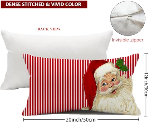Auomily A-XMAS-R-PC07 Decor Christmas Pillow Covers 12X20 Inch Elegant Red Striped Throw Pillow Covers Santa Claus Pillowcase Xmas Pillow Cushion thumb #1