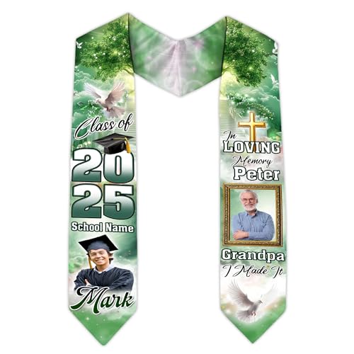 MonkeyVan Custom Memorial Graduation Sash 2025, Personalized Memorial Graduation Stole, Custom Graduation Sash with Tribute S218