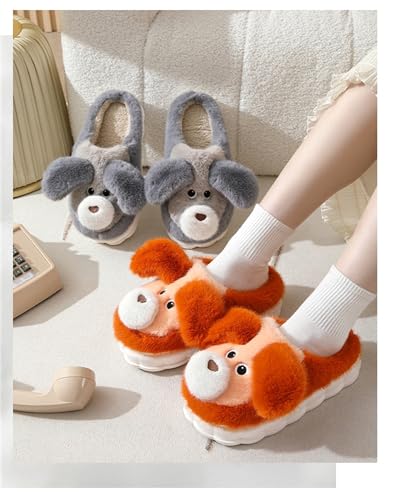 Unisex-Adults Cotton Slippers - Grey, Cartoon, Winter, Size 7.5-8 Women4