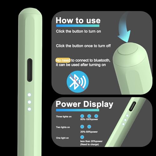 Image of Stylus Pen for iPad, 13 mins Fast Charging for Apple iPad Pencil with Palm Rejection, Compatible with 2018-2022 iPad Air 3 /4 /5, iPad mini 5 /6, iPad 6 /7 /8 /9 /10, iPad Pro 11 inch, iPad Pro 12.9 inch (Green)