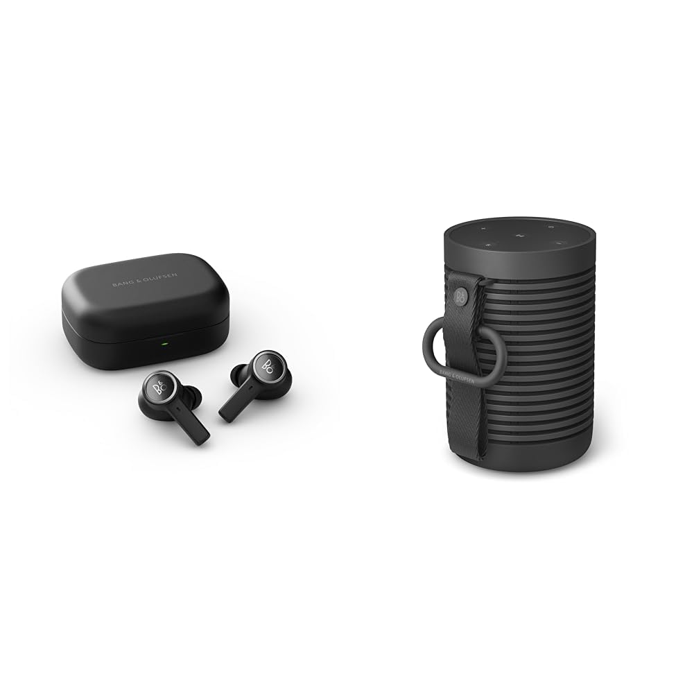 Bang & Olufsen Beoplay EX - Wireless Bluetooth Earphones with Microphone and Active Noise Cancelling & Beosound Explore - Wireless Portable Outdoor Bluetooth Speaker, IP 67 Dustproof