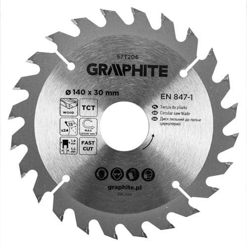 GRAPHITE Kreissägeblatt Widia, Hartmetall Sägeblatt für Holz, Spanplatte
