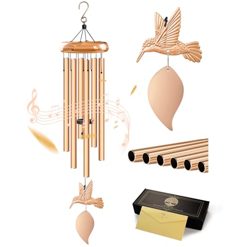 Image of Wind Chimes for Outside, Hummingbird Memorial Wind Chimes Gifts, Windchimes Outdoors, Unique Sympathy Wind Chimes Gifts for Loved one Mom Dad, Home Garden Decor.