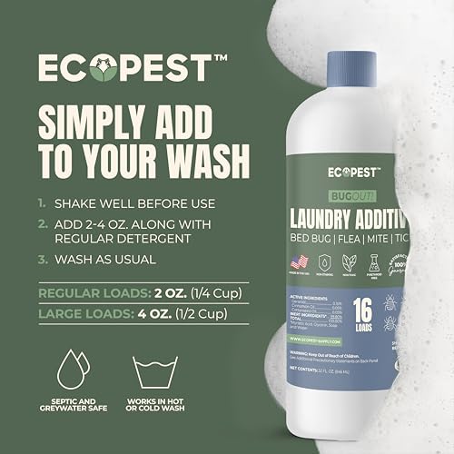 Image of BugOut! Laundry Additive - Natural Detergent Booster for Bed Bug, Mite, Flea, Tick & Carpet Beetle Treatment | Plant-Based Killer, Made with Fabric-Safe Soap | Works in Hot and Cold Wash (1 Gallon)