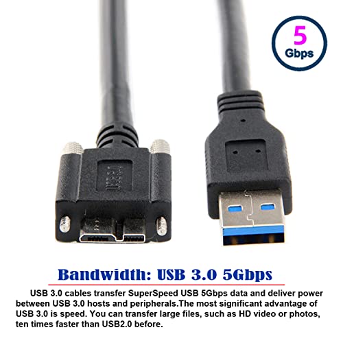 Chenyang 15ft 5m USB 3.0 A Type Cable Male to Micro USB 3.0 B Male with Mount Panel Screws for Camera Disk - Image 2