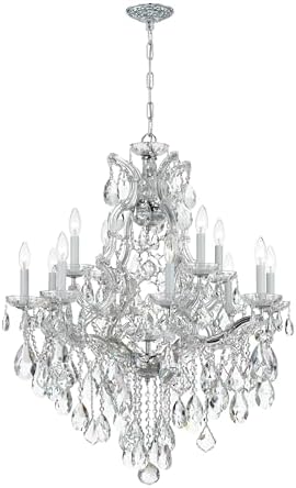 Maria Theresa 13 Light Hand Cut Crystal Polished Chrome Chandelier
