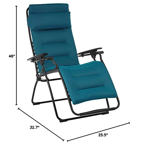 Lafuma Futura Air Comfort Zero Gravity Recliner (Coral Blue) Padded Folding Outdoor Reclining Chair #TOP2