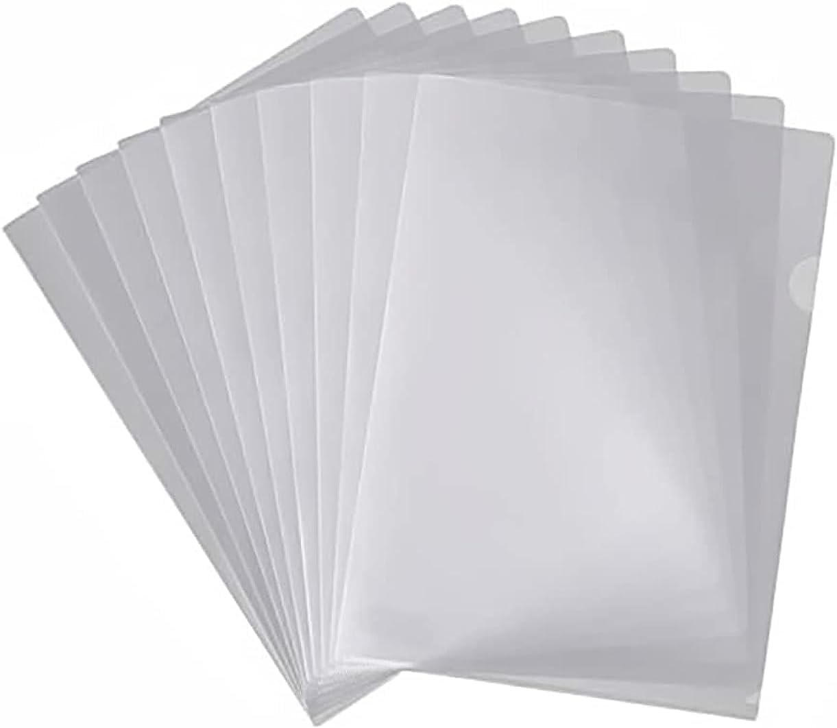 A4 L-Type Transparent Pockets Folder Clear Perfect Plastic or Document Covers For Office School - Pack of 12