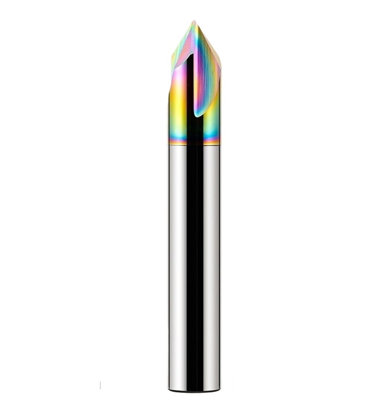Punta for smusso di centraggio in carburo con rivestimento nanometrico multigrado | Fresa for smussatura in metallo duro nanorivestito a 2/3 scanalature HRC65, 60/90/120°(D5x50x5Dx120Angle-3F)