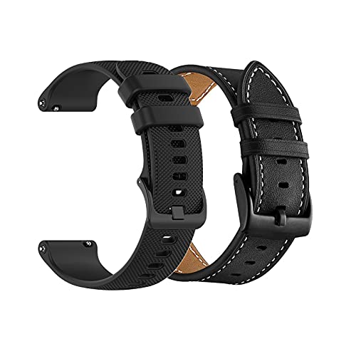 La Mejor Lista de fossil gen - solo los mejores. 45 Yeejok - Correa de reloj compatible con Fossil Gen 5E 44mm/Gen5 para hombre Carlyle Garrett/mujer Gen 5 Julianna Smart Watch de silicona, correa de piel auténtica, color negro y...